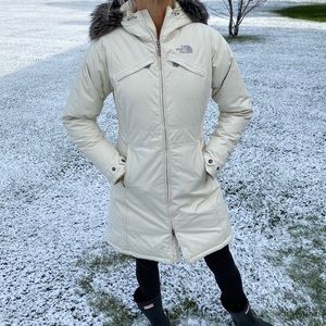 North Face Long Winter Jacket. Goose Down Parka.